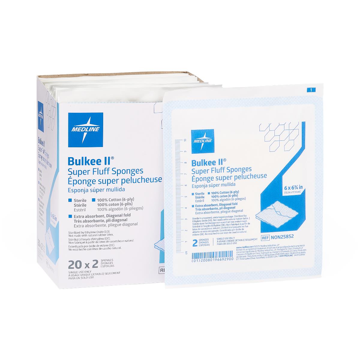 Bulkee II Sterile Extra Absorbent Super Fluff Sponge