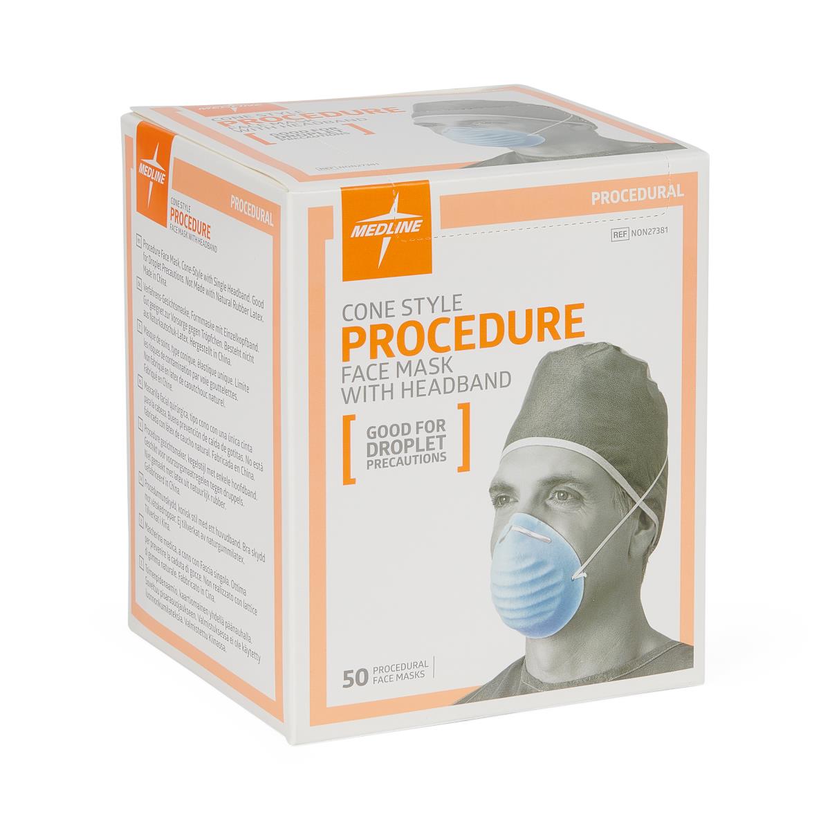 Medline Cone-Style Face Masks with Band