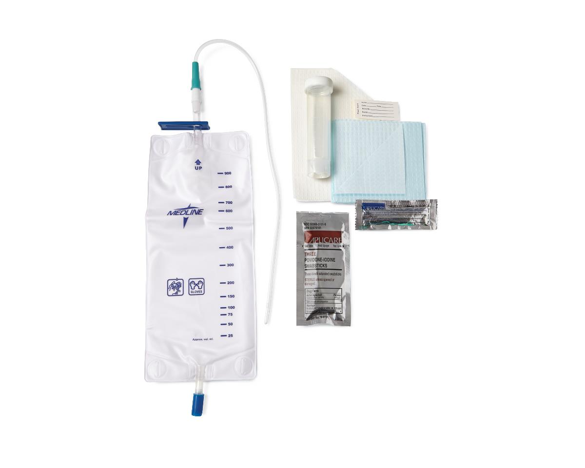 Medline Pre-Connected Vinyl Intermittent Catheter Trays