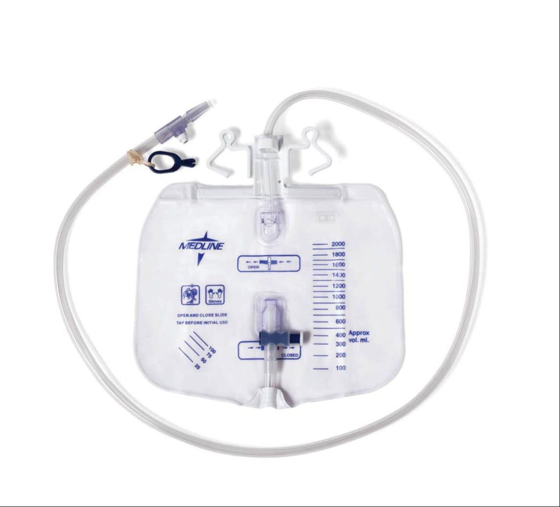 Medline Urinary Drain Bags with Anti-Reflux Devices