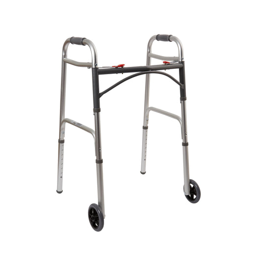 McKesson Aluminum Folding Walker with Wheels