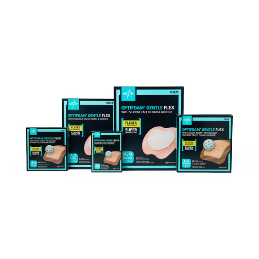 Optifoam Gentle Flex Silicone-Faced Foam Dressings with Border