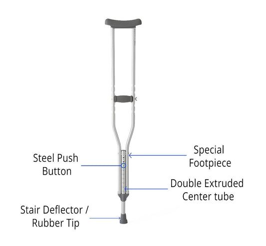 Standard Steel Push-Button Crutches